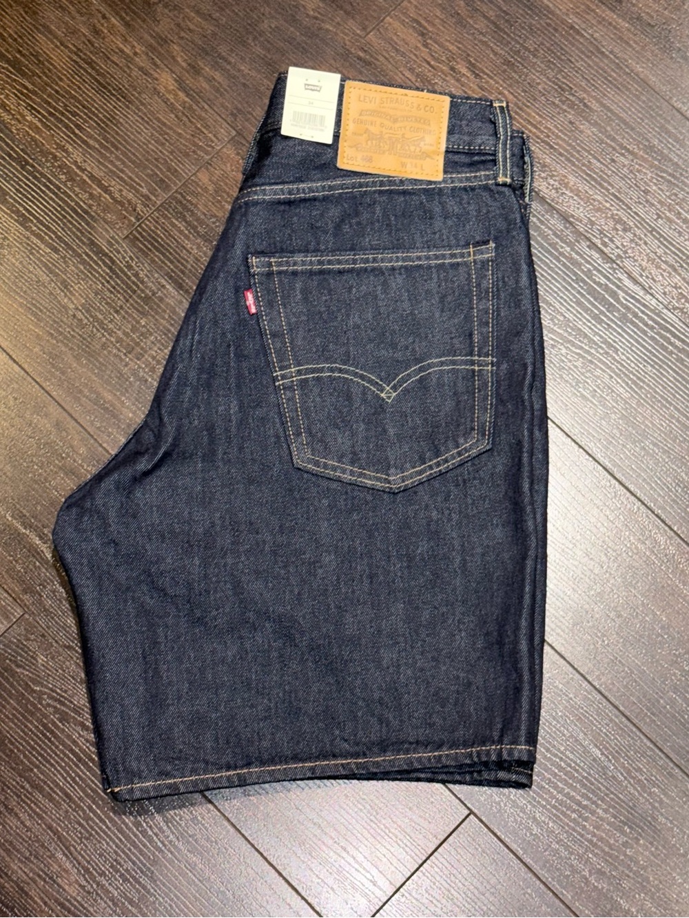 NWT! Levi’s 468 Loose Denim Jean 9” Shorts Mens Size 34 Rinse Master - Dark Wash